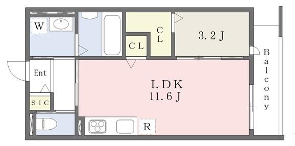 プリュメ(1LDK/3階)の間取り写真