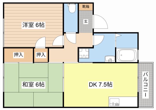 ハイツ木村(2DK/2階)の間取り写真