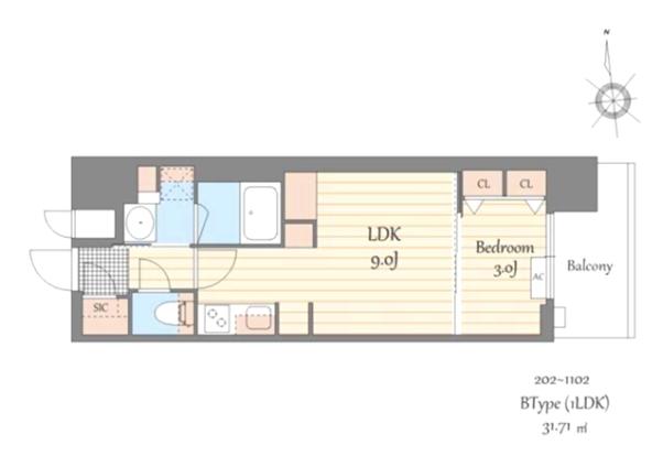 S-RESIDENCE天満橋AR(1LDK/6階)の間取り写真