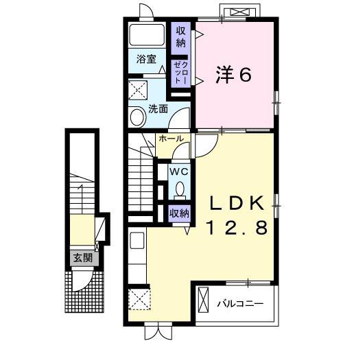 メゾン・ドリーム 本庄 II B(1LDK/2階)の間取り写真