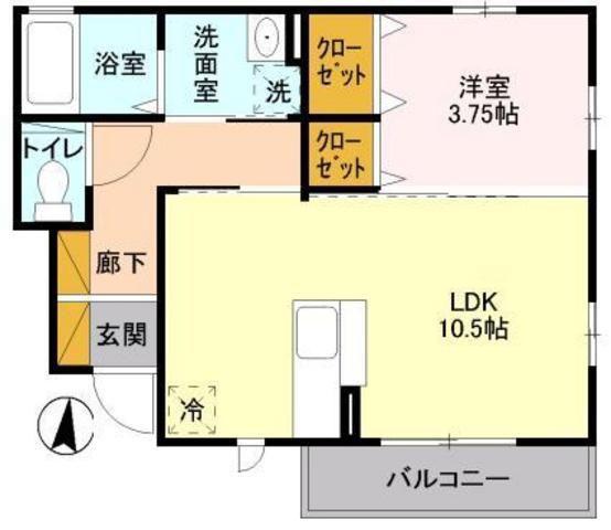 ボヌール(1LDK/1階)の間取り写真