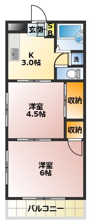 セイワコーポ(2K/2階)の間取り写真