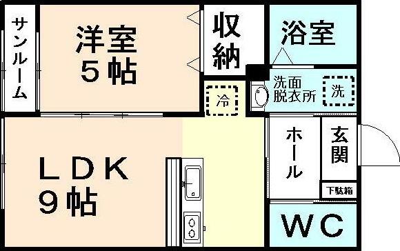 ブランネージュ(1LDK/2階)の間取り写真