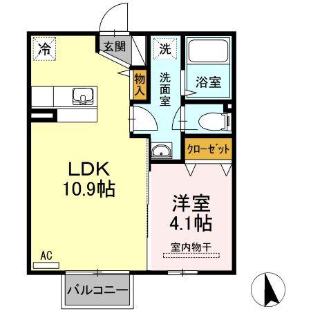 セレーノ・サンガ B(1LDK/2階)の間取り写真