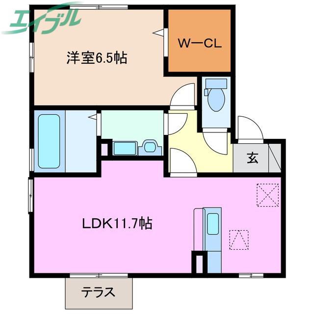 リビングタウン阿倉川L(1LDK/1階)の間取り写真