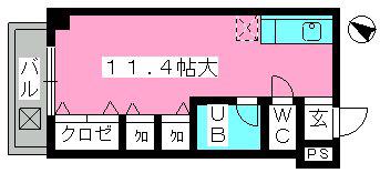 インペリアルヒルズ高宮(ワンルーム/3階)の間取り写真