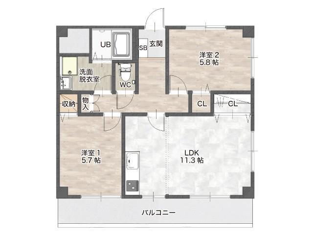 若林マンション(2LDK/3階)の間取り写真