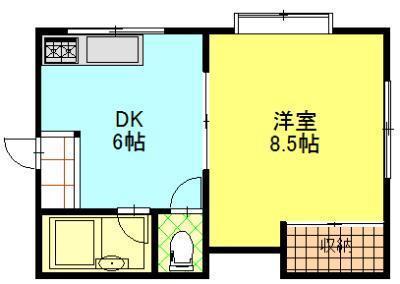 ロマンシャンゼリーゼII(1DK/1階)の間取り写真