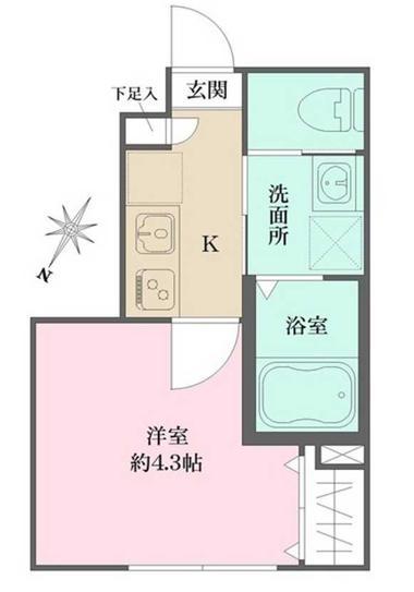 ソルナクレイシア方南町(1K/1階)の間取り写真
