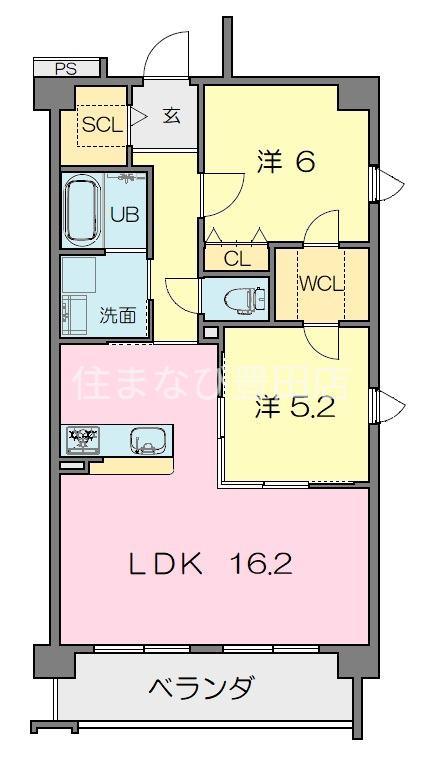コートレージュIII(2LDK/1階)の間取り写真