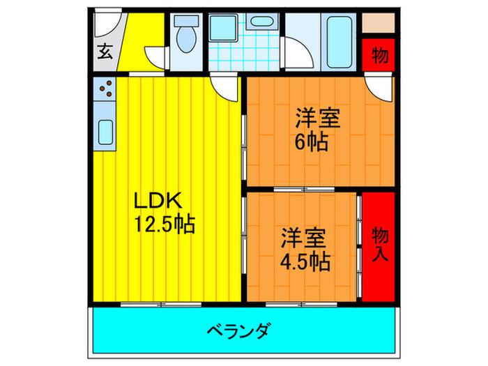 ハイツインブリッジ(2LDK/2階)の間取り写真