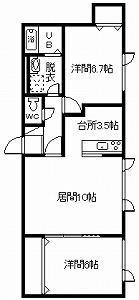 ハイグランド2(2LDK/2階)の間取り写真