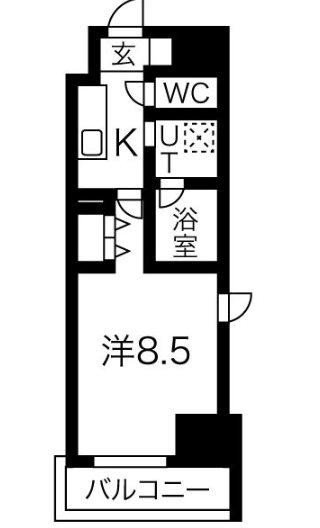 リシュドール名駅南(1K/3階)の間取り写真