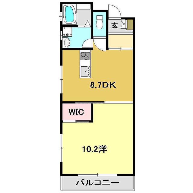 とさでん交通伊野線 県庁前駅(高知) 徒歩3分 5階建 築9年(1DK/3階)の間取り写真