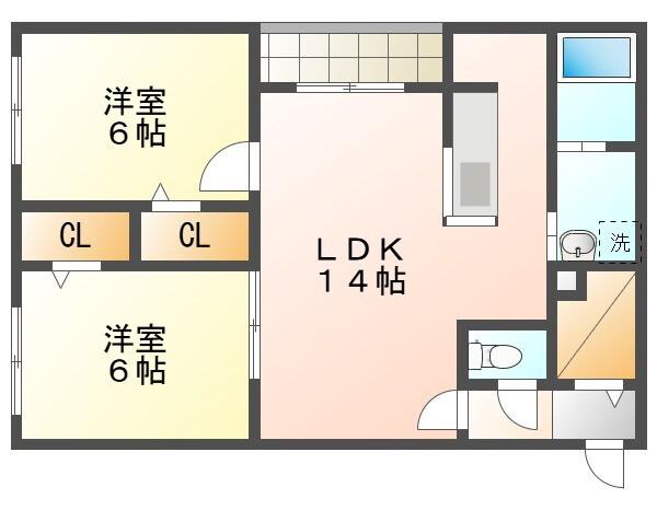 余市町大川町3MS(2LDK/1階)の間取り写真