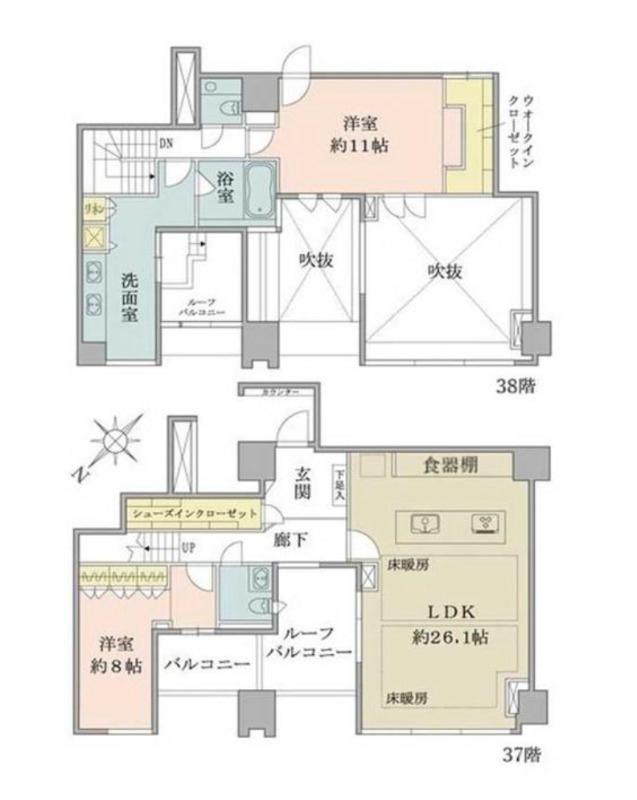 シティタワー麻布十番(2LDK/37階)の間取り写真