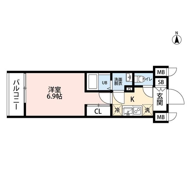 ヒルズパークサイド(1K/7階)の間取り写真