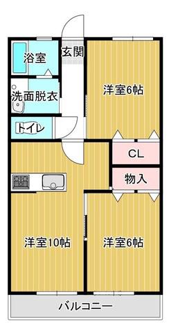 サニーガーデンERI(2LDK/2階)の間取り写真
