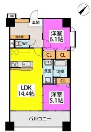 DIA CAFUNE(2LDK/3階)の間取り写真