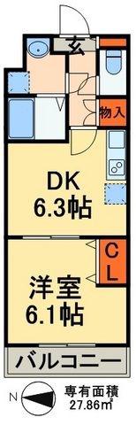 LIETO VILLA幕張(1DK/1階)の間取り写真