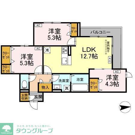 オルテンシア(3LDK/3階)の間取り写真