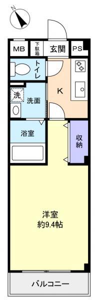 グランメール(1K/3階)の間取り写真