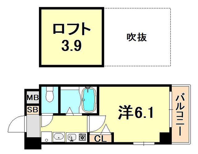 エステムコート神戸県庁前Ⅲフィエルテ(1K/5階)の間取り写真