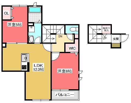ポルトボヌール(2LDK/2階)の間取り写真