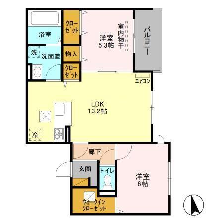 カサミエント(2LDK/1階)の間取り写真