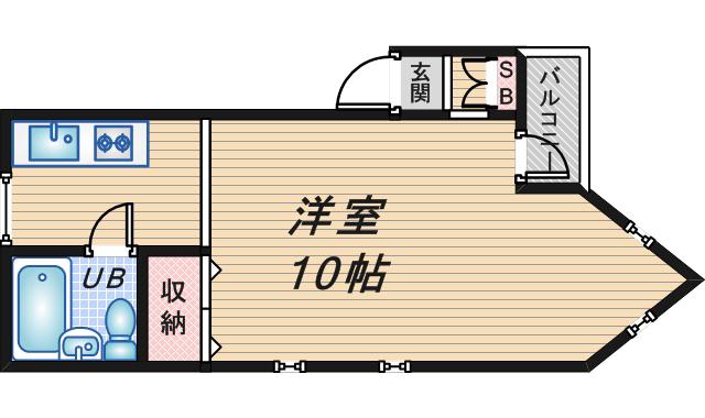 サニーハイツ日興(ワンルーム/1階)の間取り写真