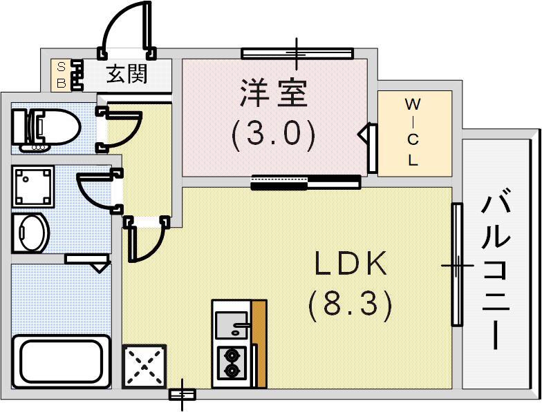 DITAエハコ日暮通(1LDK/3階)の間取り写真