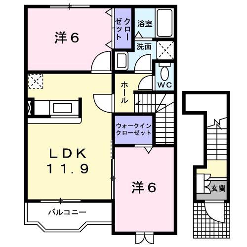 ウィステリアミナミ(2LDK/2階)の間取り写真