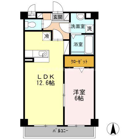 パークサイド中田II(1LDK/1階)の間取り写真