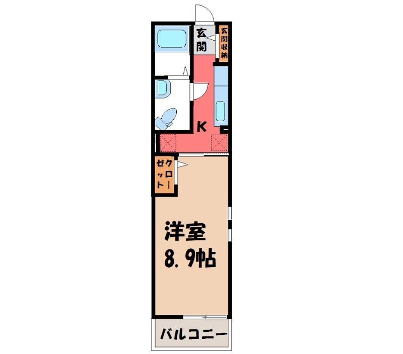 ブッシュクローバーII(1K/2階)の間取り写真