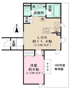 トリア・ブルナ(1LDK/1階)の間取り写真