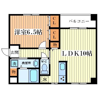プリムローズ(1LDK/2階)の間取り写真