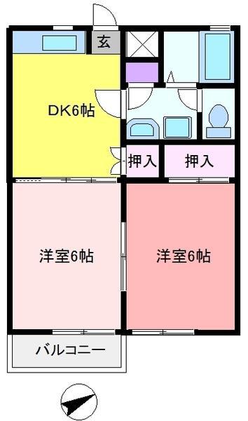 アネックス・サカエ(2DK/2階)の間取り写真
