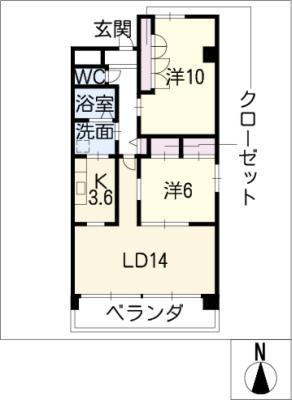 ESPOIR(2LDK/3階)の間取り写真