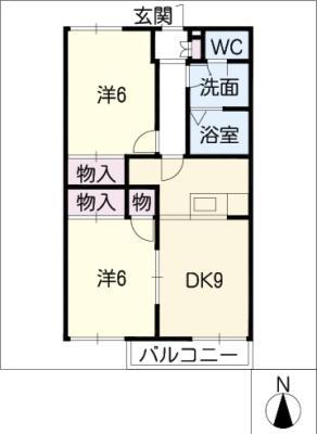 SUNNY FLAT(2DK/1階)の間取り写真