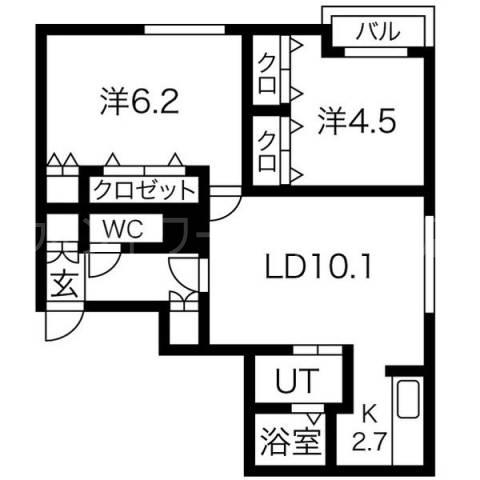 ブランシャール南郷13(2LDK/4階)の間取り写真