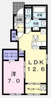 ガーデン フィオーレ(1LDK/1階)の間取り写真