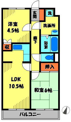 綴マンション(2LDK/3階)の間取り写真