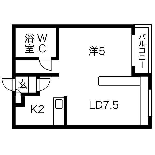 ハウスオブリザ平岸壱番館(1LDK/2階)の間取り写真