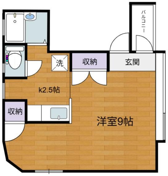 PISO1(1K/4階)の間取り写真