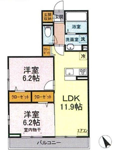 サントミー(2LDK/1階)の間取り写真