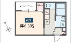 MELDIA行徳III(1K/2階)の間取り写真
