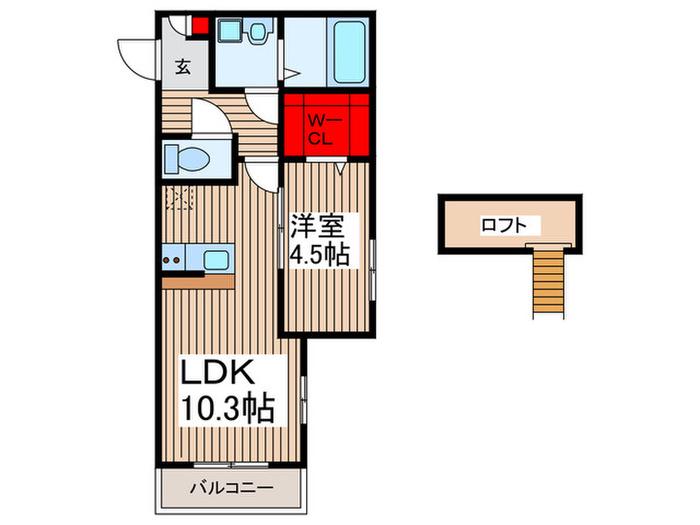 川口市鳩ケ谷緑町1丁目I(1LDK/3階)の間取り写真