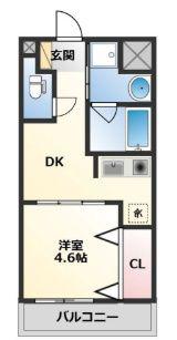 ラメゾンドゥ幸(1DK/2階)の間取り写真