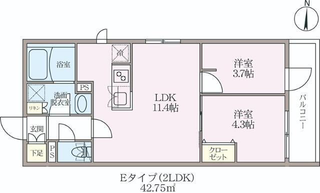 ラヴィエール住吉駅前(2LDK/1階)の間取り写真