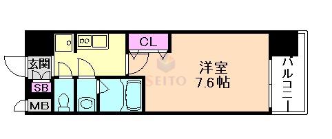 スプランディット中之島DUE(1K/12階)の間取り写真